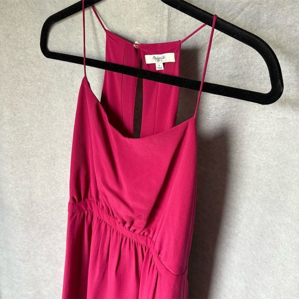 Madewell Women's Silk Cami Dress Size 4 Magenta Sleeveless Summer Casual - Picture 4 of 6